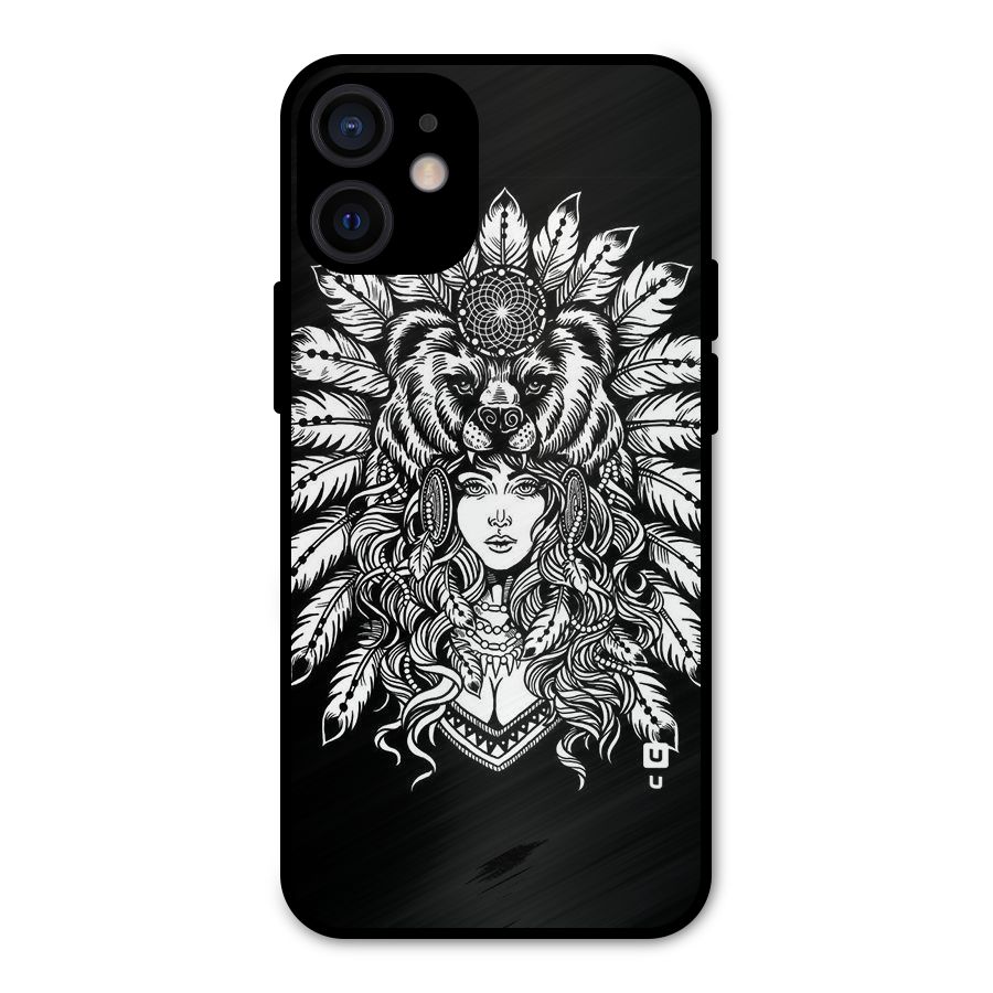 Girl Pattern Art Metal Back Case for iPhone 12 Mini