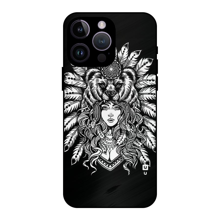 Girl Pattern Art Metal Back Case for iPhone 14 Pro Max