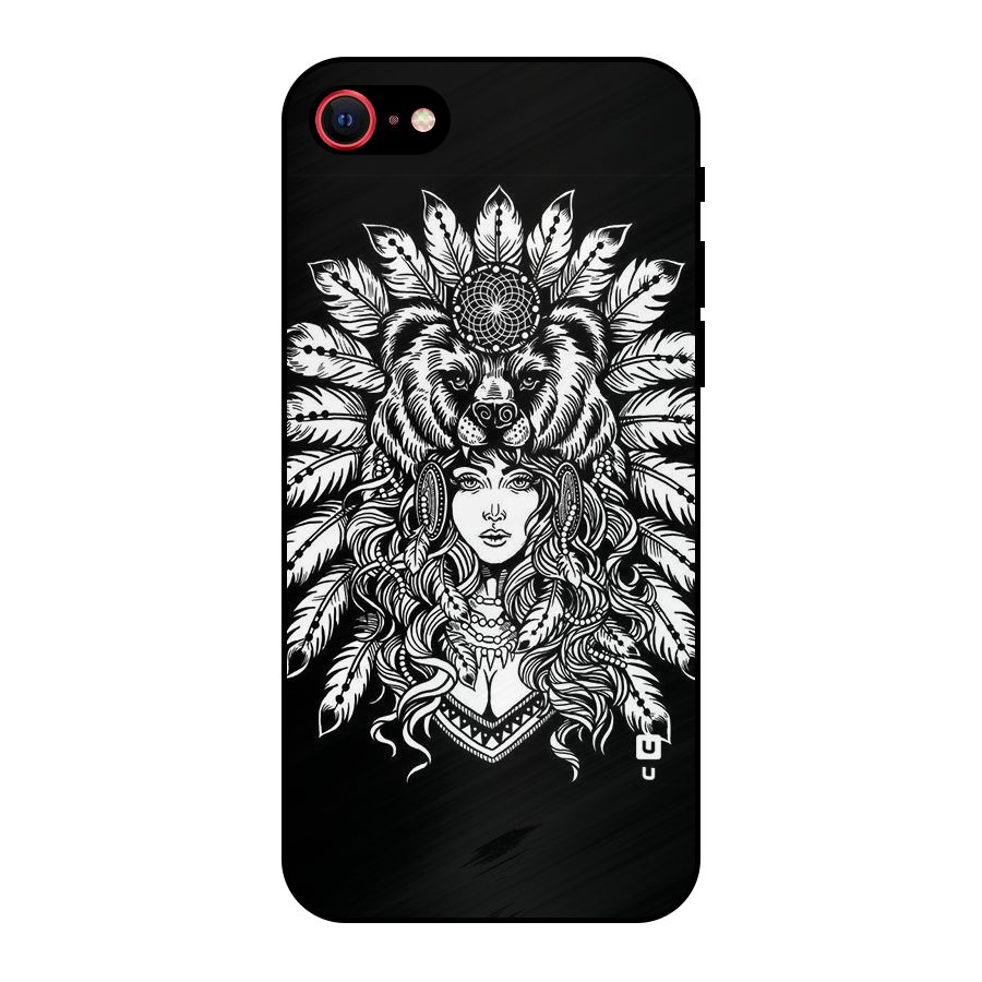 Girl Pattern Art Metal Back Case for iPhone SE 2022