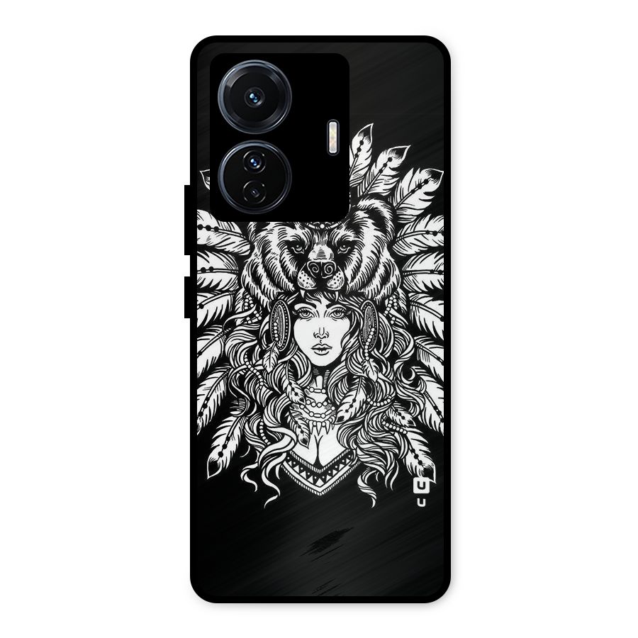 Girl Pattern Art Metal Back Case for iQOO Z6