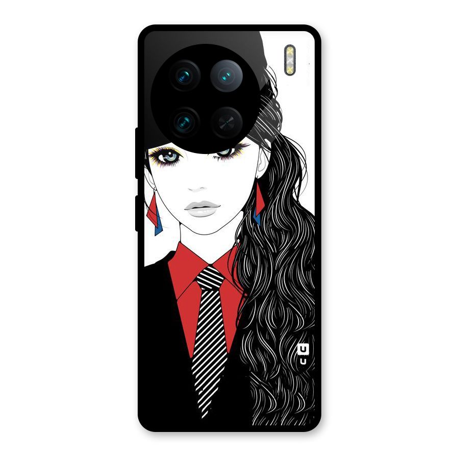 Girl Tie Glass Back Case for Vivo X90 Pro