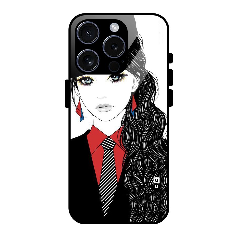 Girl Tie Glass Back Case for iPhone 15 Pro