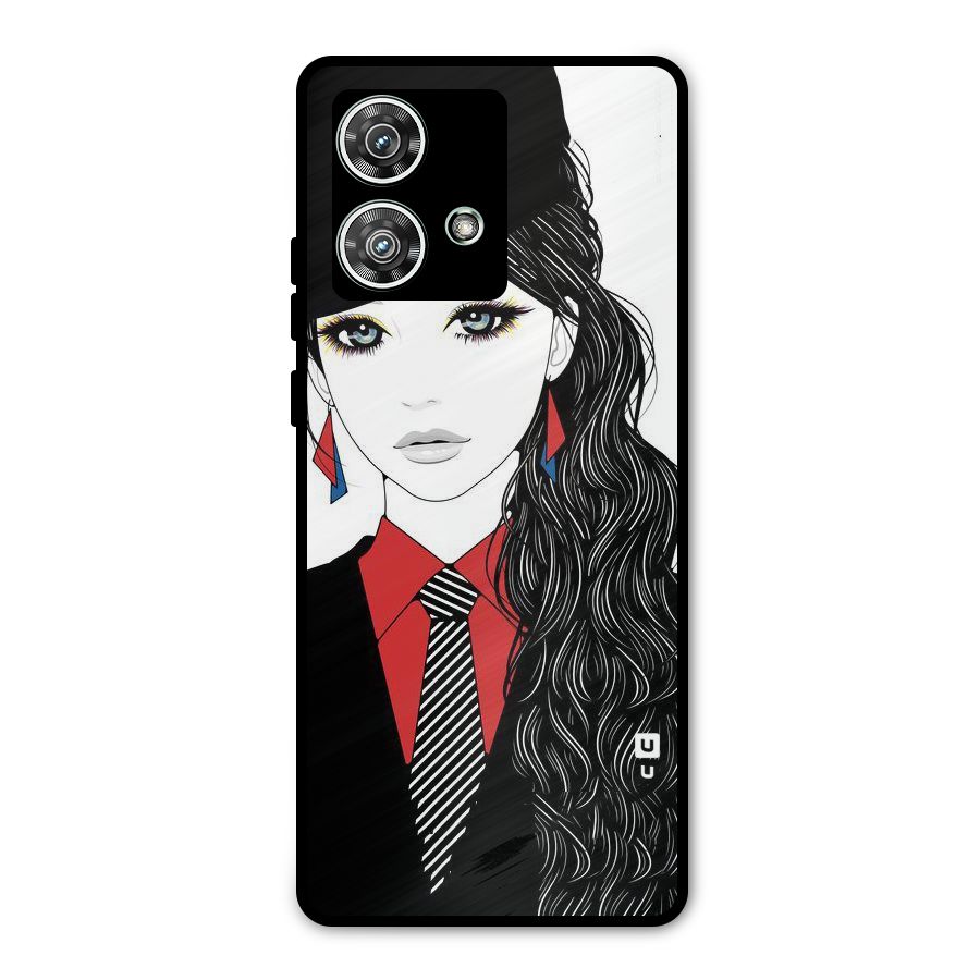 Girl Tie Metal Back Case for Motorola Edge 40 Neo