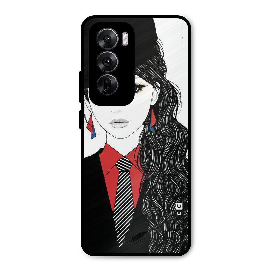 Girl Tie Metal Back Case for Oppo Reno12