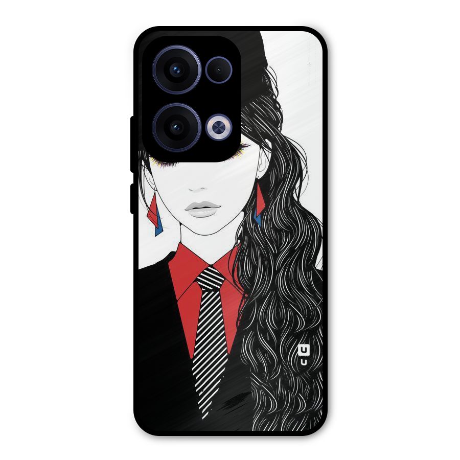 Girl Tie Metal Back Case for Oppo Reno13