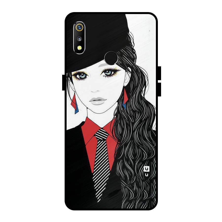 Girl Tie Metal Back Case for Realme 3i
