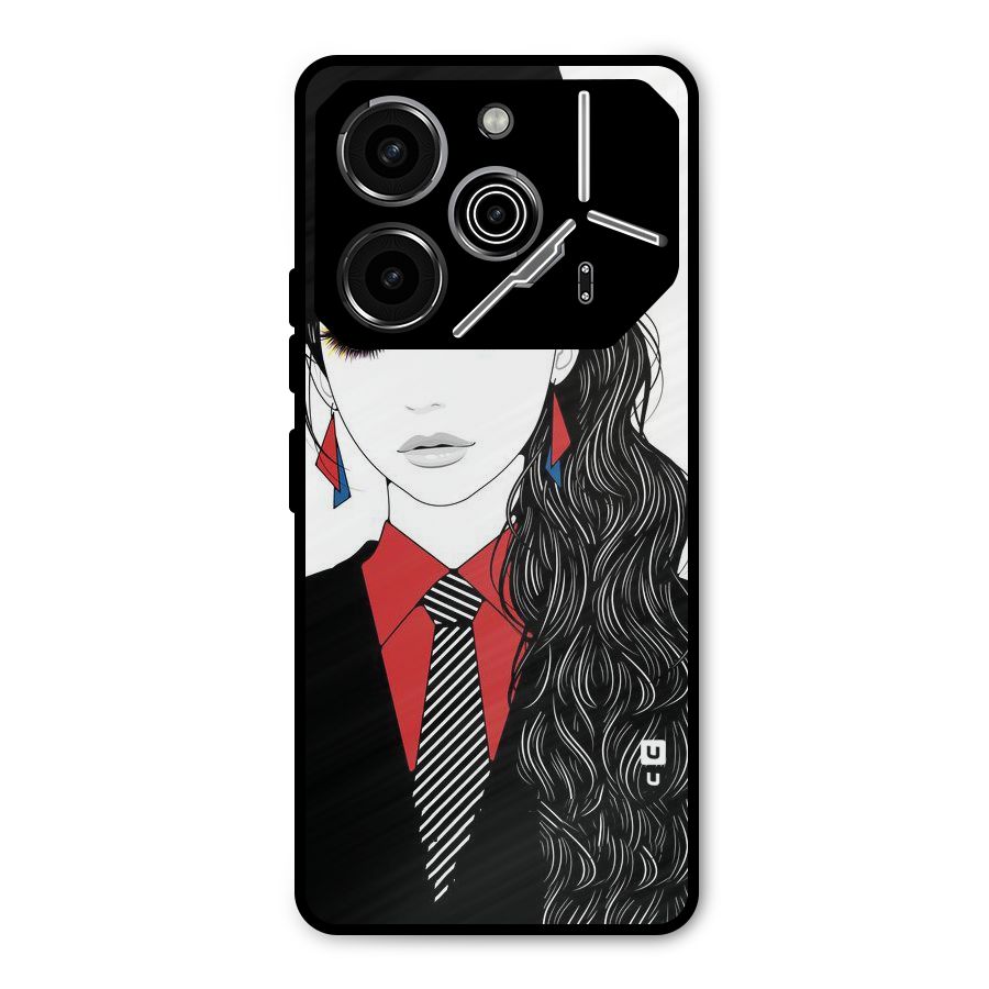 Girl Tie Metal Back Case for Tecno Pova 6 Pro