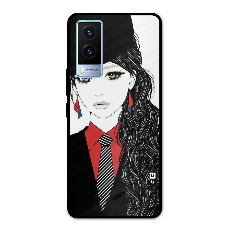 Girl Tie Metal Back Case for Vivo V21e 5G