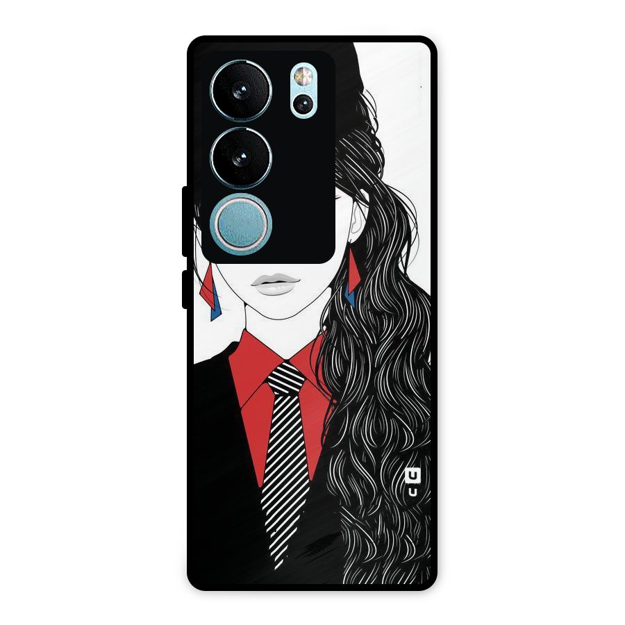 Girl Tie Metal Back Case for Vivo V29 Pro