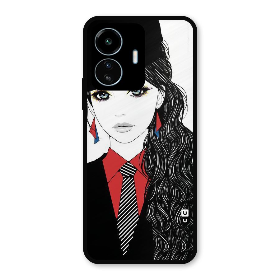 Girl Tie Metal Back Case for vivo iQOO Z6 Lite 5G