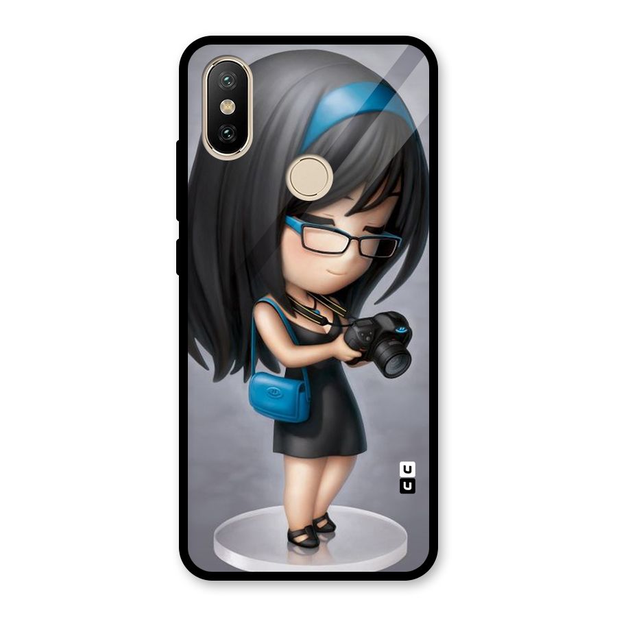 Girl With Camera Glass Back Case for Redmi A2