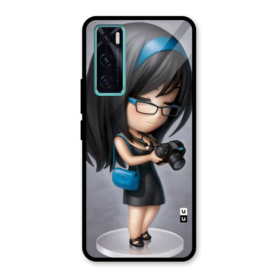 Girl With Camera Glass Back Case for Vivo V20 SE