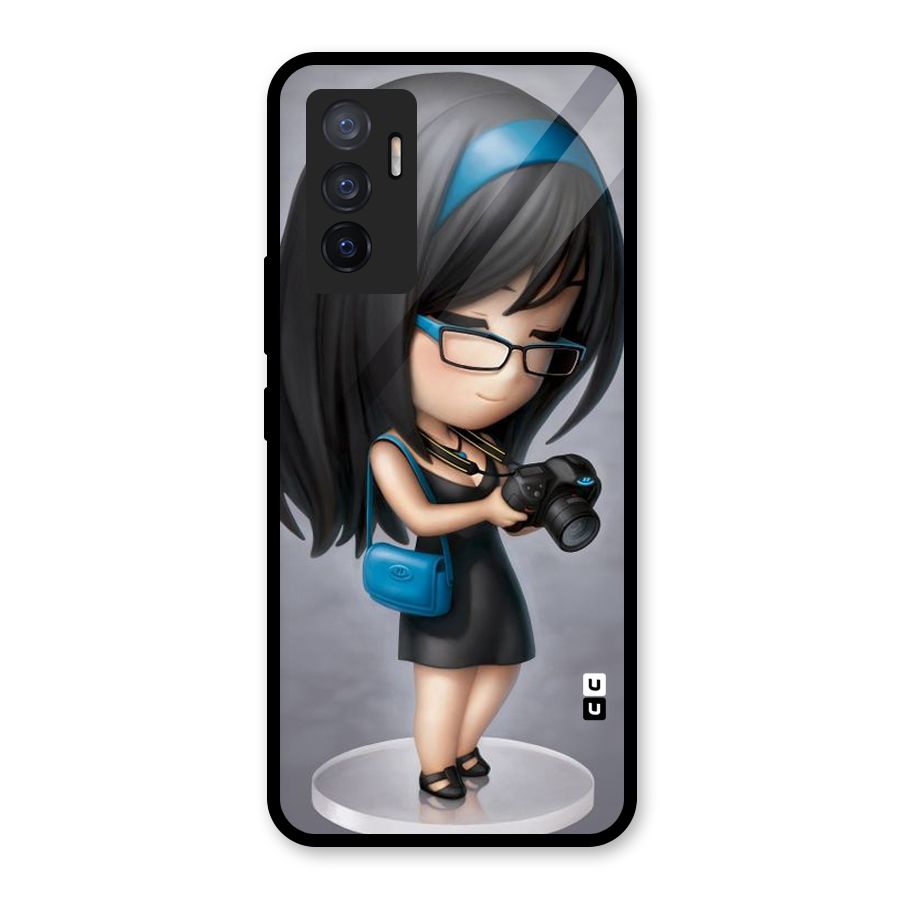 Girl With Camera Glass Back Case for Vivo V23e
