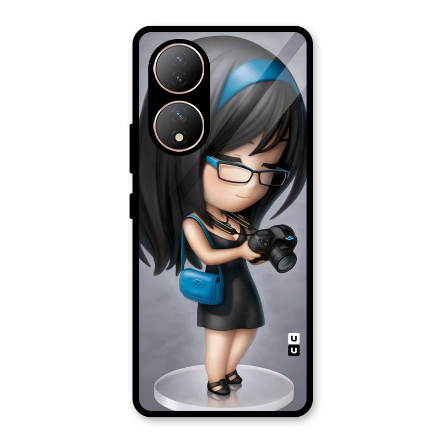 Girl With Camera Glass Back Case for Vivo Y100A