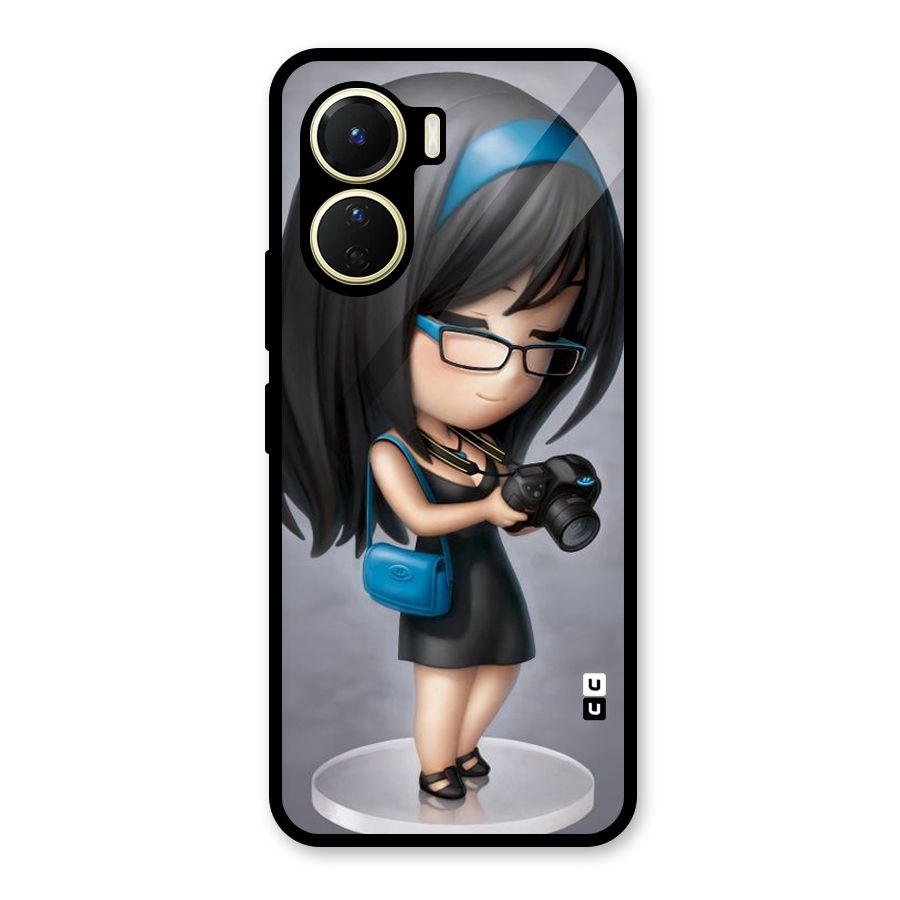 Girl With Camera Glass Back Case for Vivo Y16