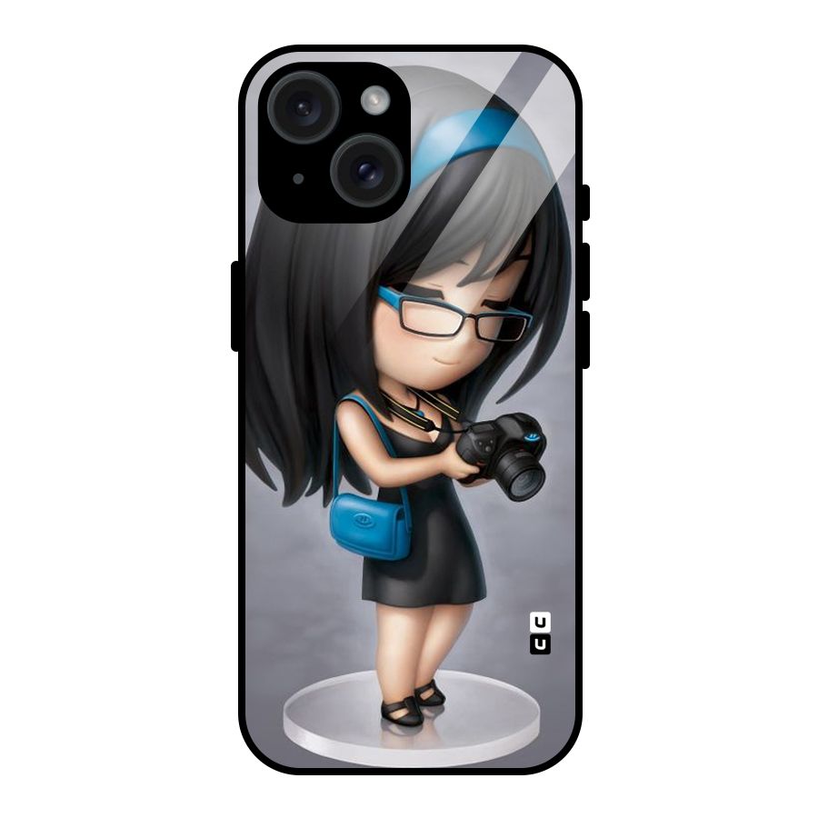 Girl With Camera Glass Back Case for iPhone 15