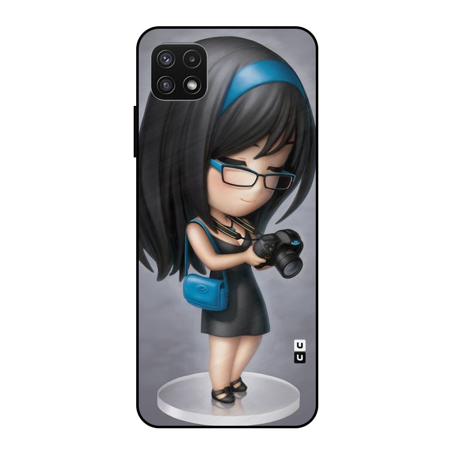 Girl With Camera Metal Back Case for Galaxy A22 5G