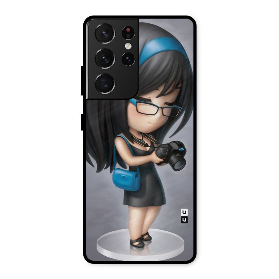 Girl With Camera Metal Back Case for Galaxy S21 Ultra 5G