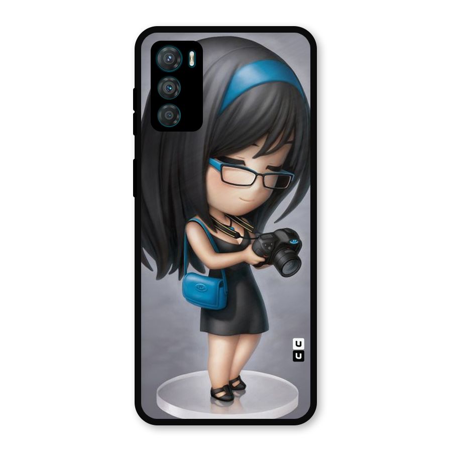 Girl With Camera Metal Back Case for Moto G42