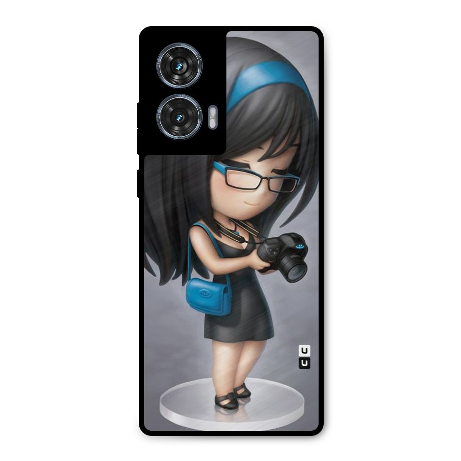 Girl With Camera Metal Back Case for Motorola Edge 50 Fusion