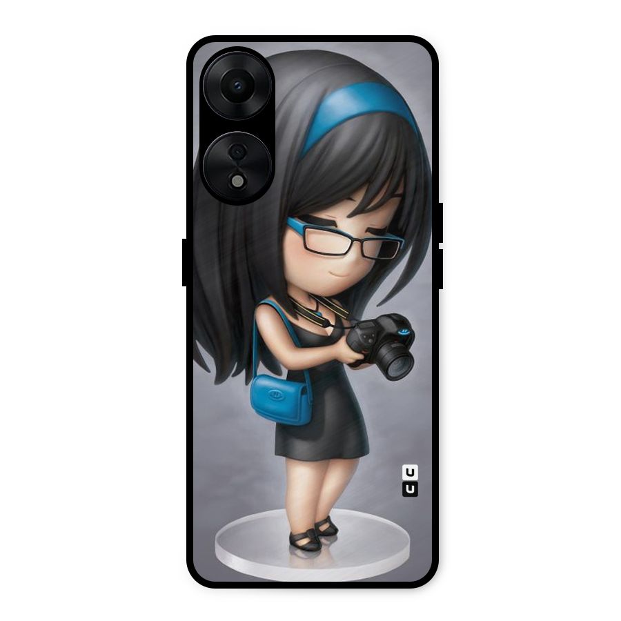 Girl With Camera Metal Back Case for Oppo A78 5G