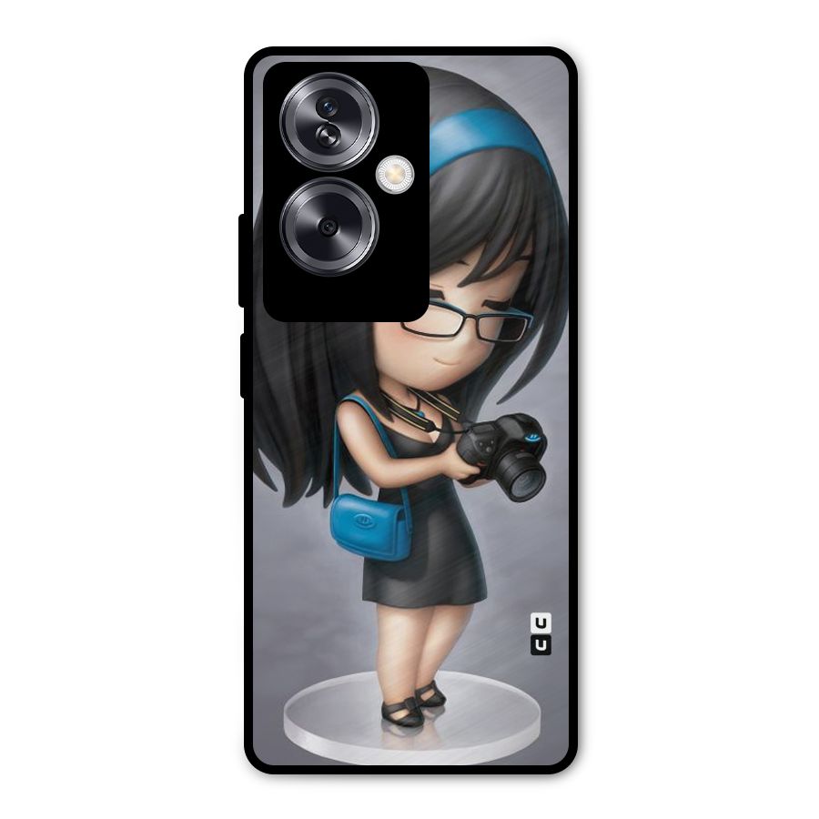 Girl With Camera Metal Back Case for Oppo A79 5G
