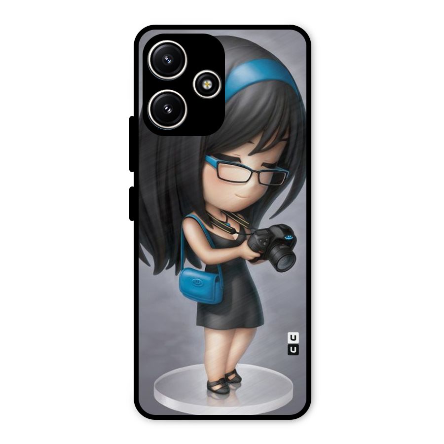 Girl With Camera Metal Back Case for Poco M6 Pro