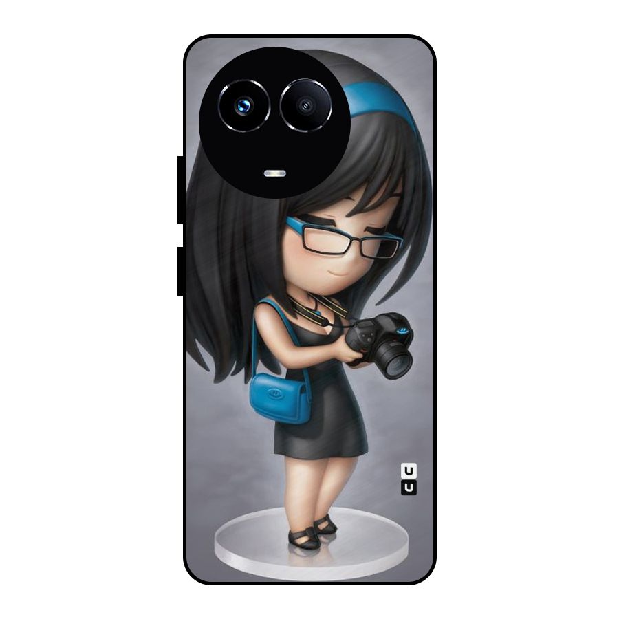 Girl With Camera Metal Back Case for Realme 11X