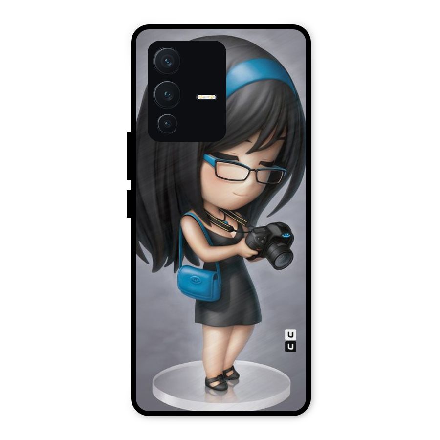 Girl With Camera Metal Back Case for Vivo V23 5G