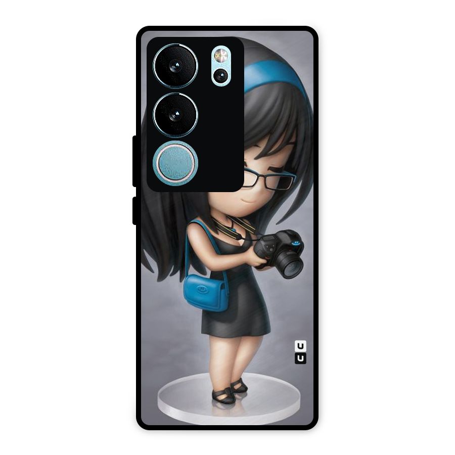 Girl With Camera Metal Back Case for Vivo V29 Pro
