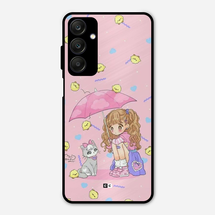 Girl With Cat Metal Back Case for Galaxy A25 5G