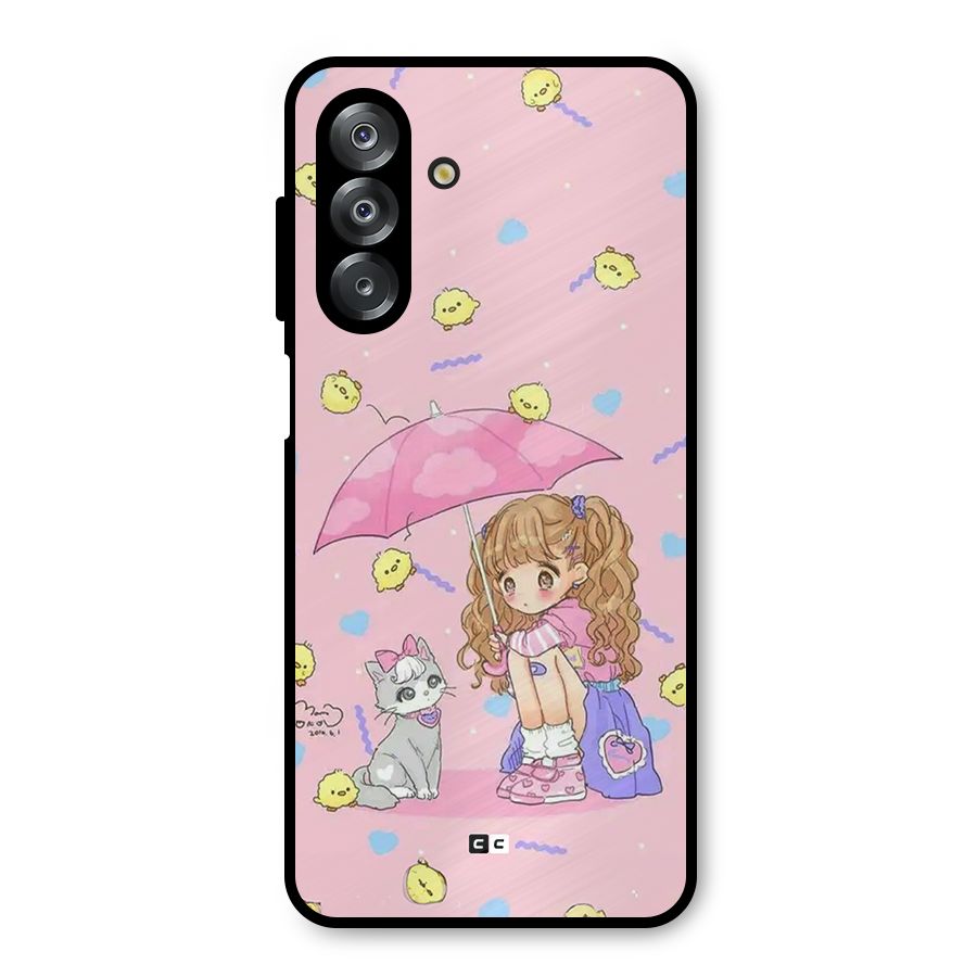 Girl With Cat Metal Back Case for Galaxy A26
