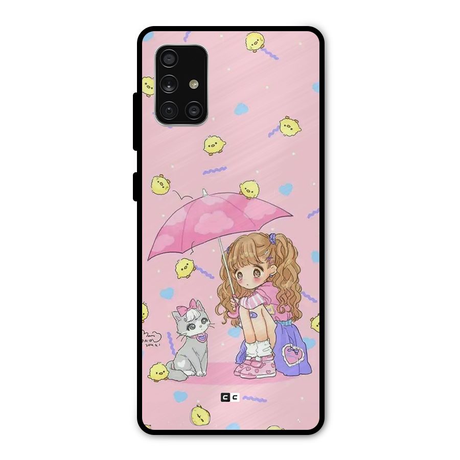 Girl With Cat Metal Back Case for Galaxy A71