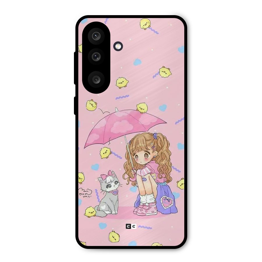 Girl With Cat Metal Back Case for Galaxy F56