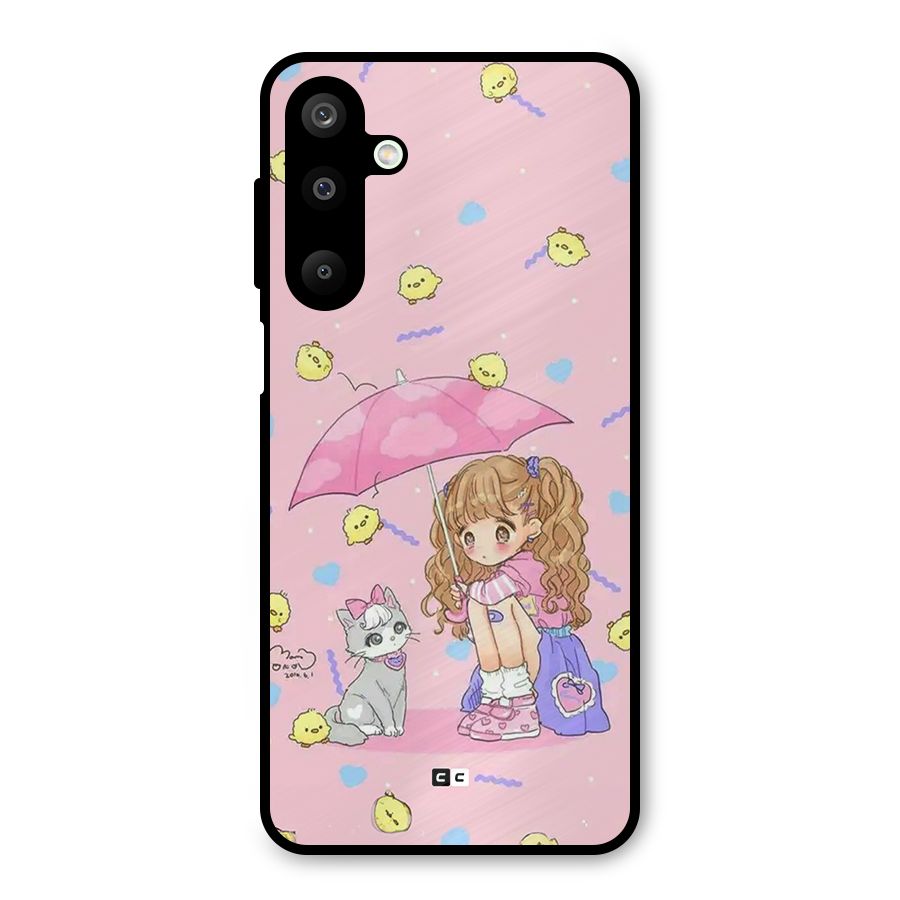 Girl With Cat Metal Back Case for Galaxy M16