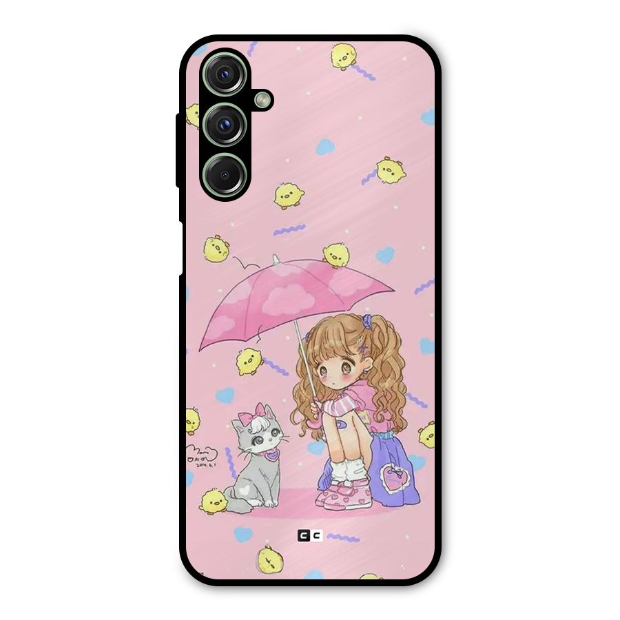 Girl With Cat Metal Back Case for Galaxy M34