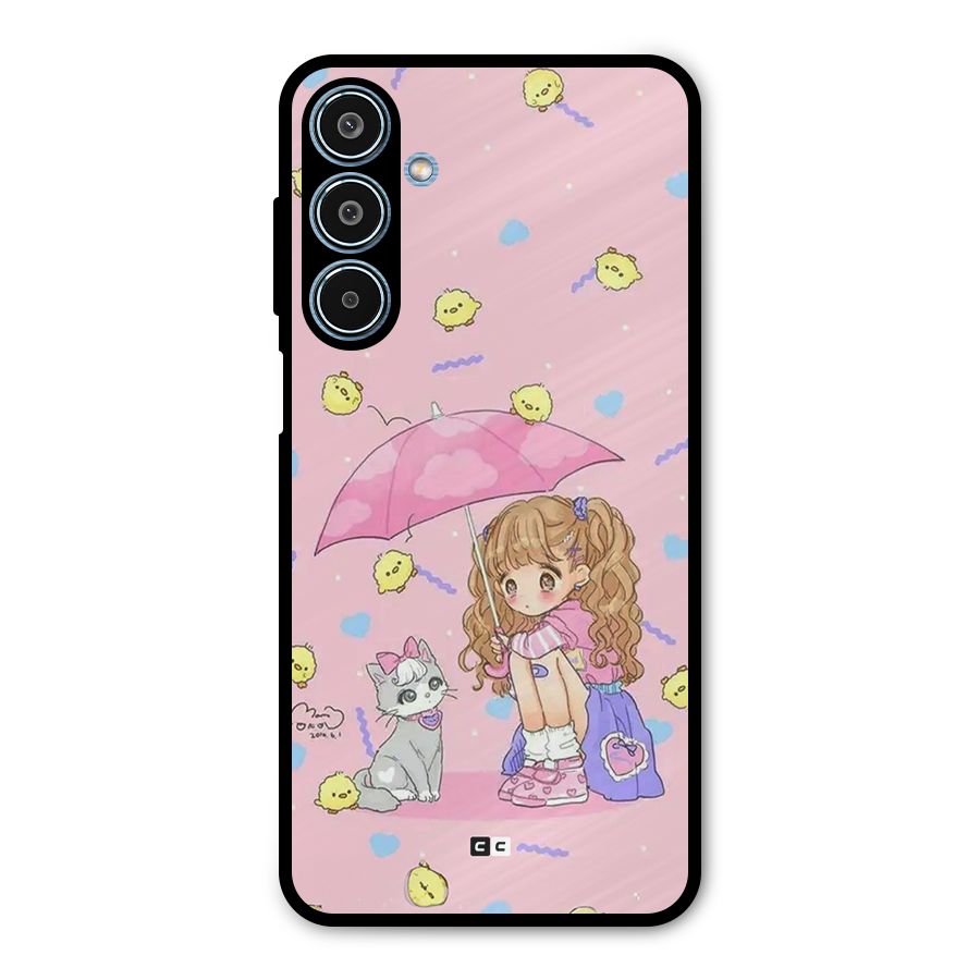 Girl With Cat Metal Back Case for Galaxy M35