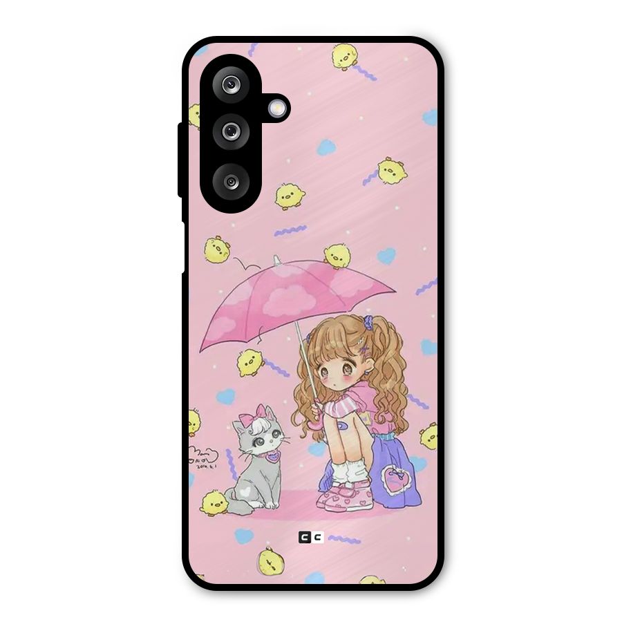 Girl With Cat Metal Back Case for Galaxy M36