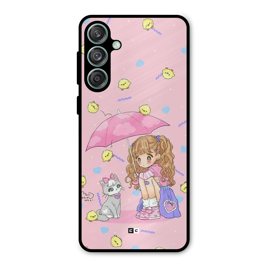Girl With Cat Metal Back Case for Galaxy M55 5G