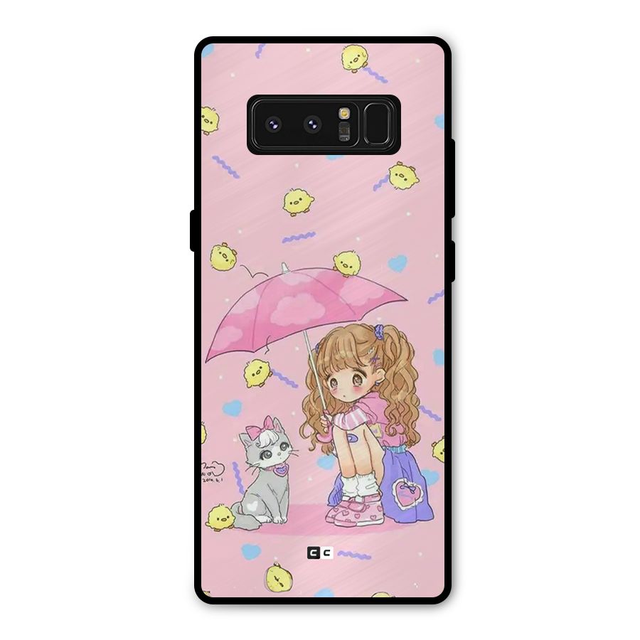 Girl With Cat Metal Back Case for Galaxy Note 8
