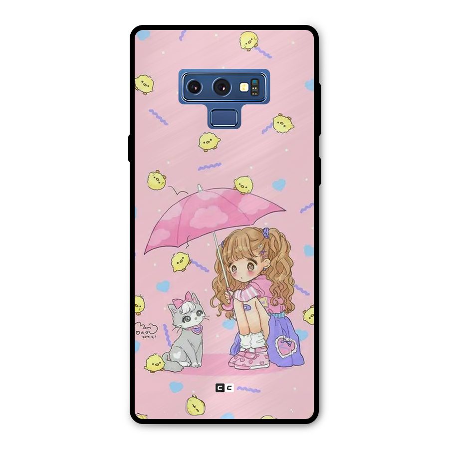 Girl With Cat Metal Back Case for Galaxy Note 9