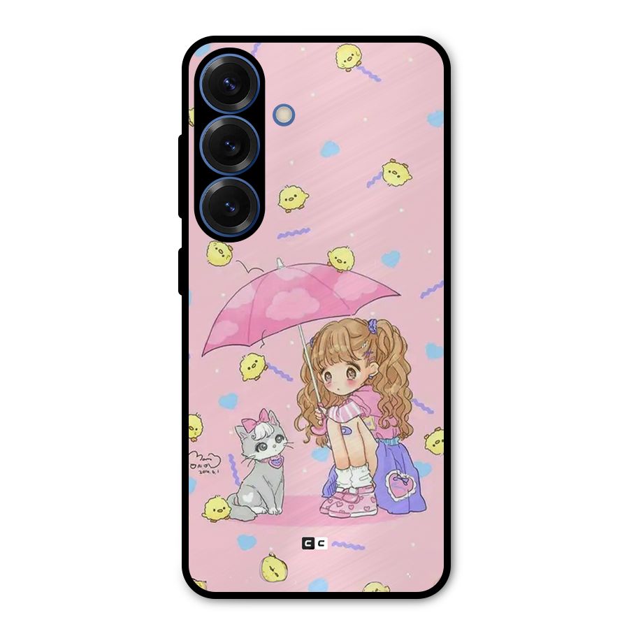 Girl With Cat Metal Back Case for Galaxy S25