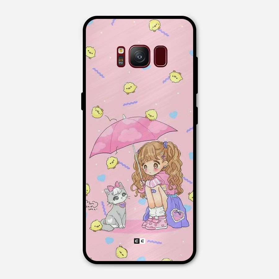 Girl With Cat Metal Back Case for Galaxy S8