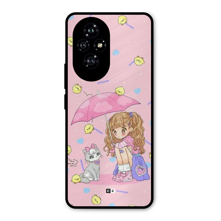 Girl With Cat Metal Back Case for Honor 200