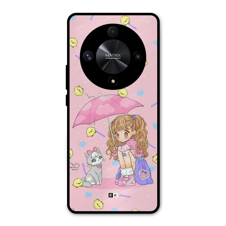 Girl With Cat Metal Back Case for Honor X9b