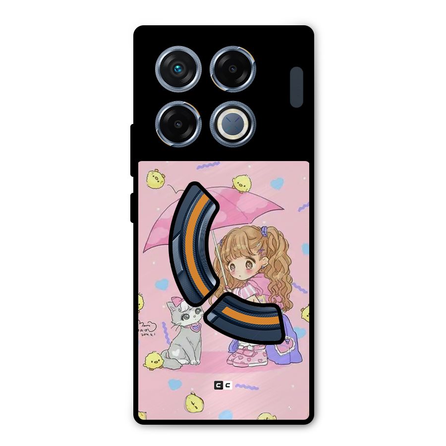 Girl With Cat Metal Back Case for Infinix GT 20 Pro