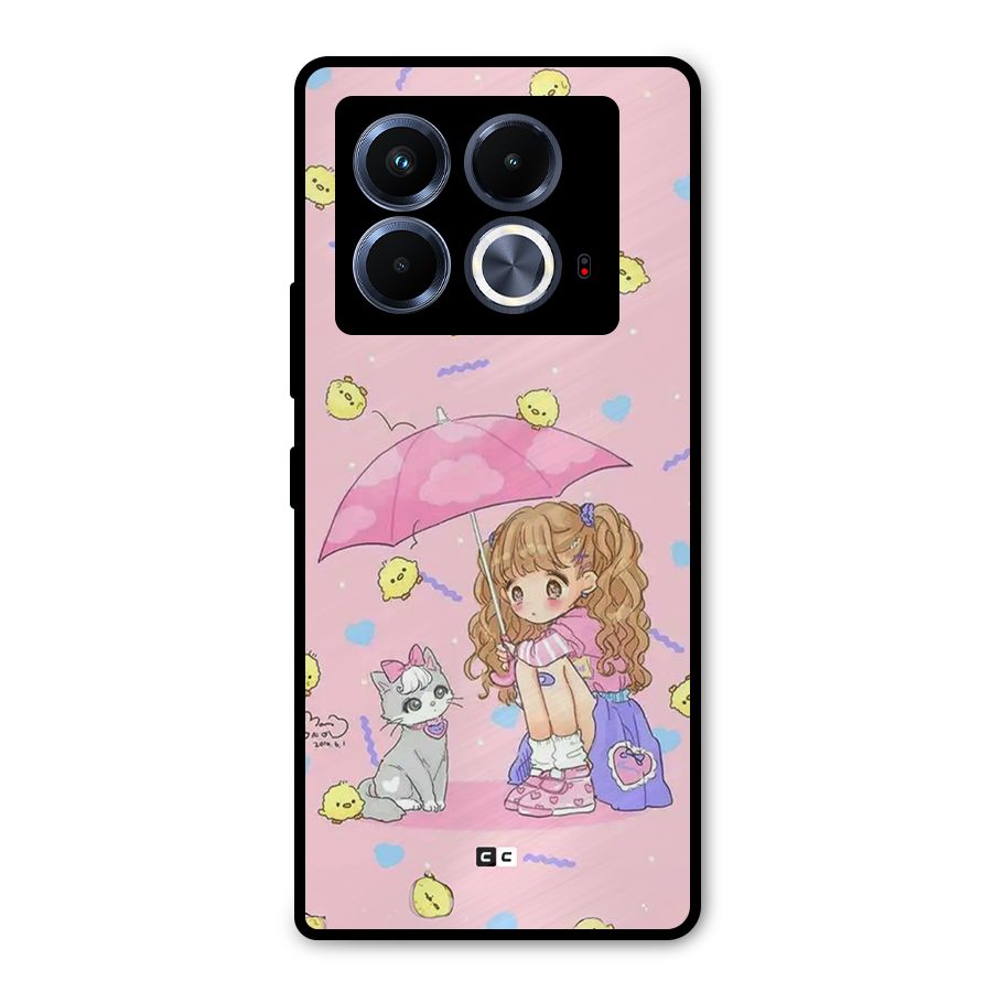 Girl With Cat Metal Back Case for Infinix Note 40 5G
