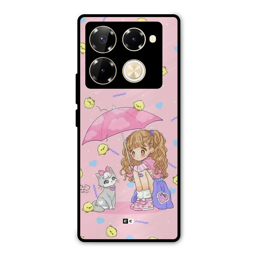 Girl With Cat Metal Back Case for Infinix Note 40 Pro Plus
