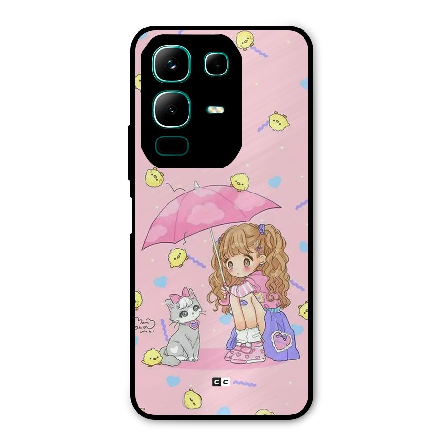 Girl With Cat Metal Back Case for Infinix Note 50x