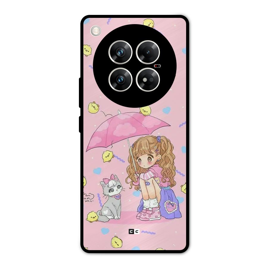 Girl With Cat Metal Back Case for Infinix Zero 40 5G